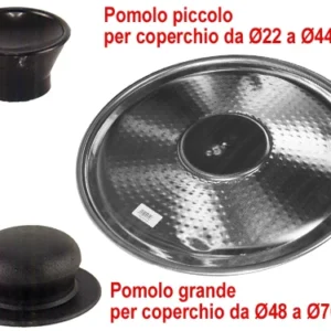 Coperchi e Pomoli per pentole caldaia alluminio. Prezzo per Pezzo.