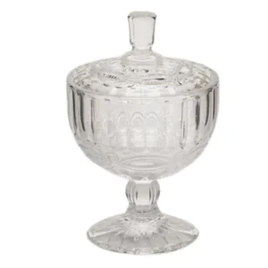 Coppa con coperchio vetro trasparente, stile classico, decorazione farfalle rilievo - 15x10 cm - Enzo De Gasperi