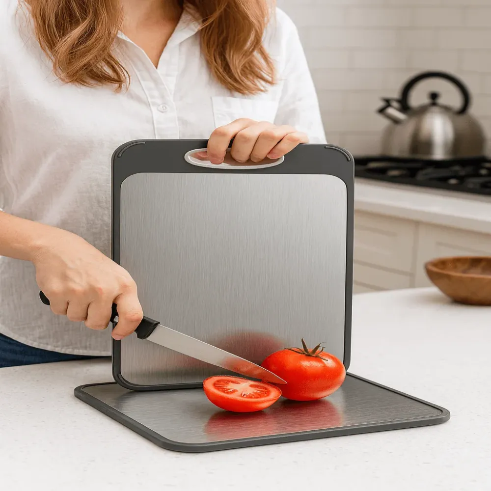 BASE FERRO – Tagliere doppia faccia acciaio inox per lavori igienici Cozey Maison