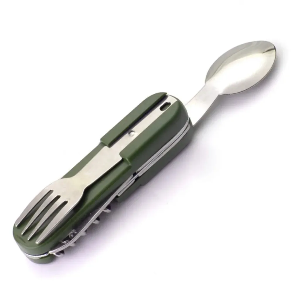 CAMPDINE – Set di posate da campeggio 7 1 acciaio inox, pieghevole e salvaspazio Cozey Maison