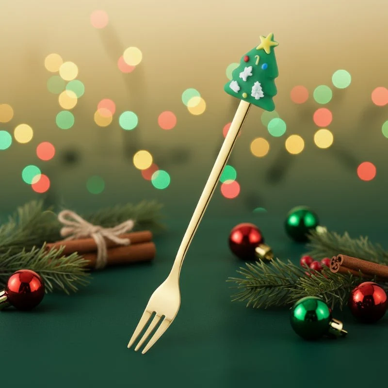 FESTIFORK – Set creativo di cucchiai di Natale e forchette per frutta per caffè e dessert Cozey Maison