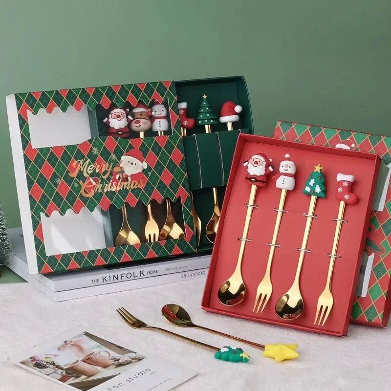 FESTIFORK – Set creativo di cucchiai di Natale e forchette per frutta per caffè e dessert Cozey Maison