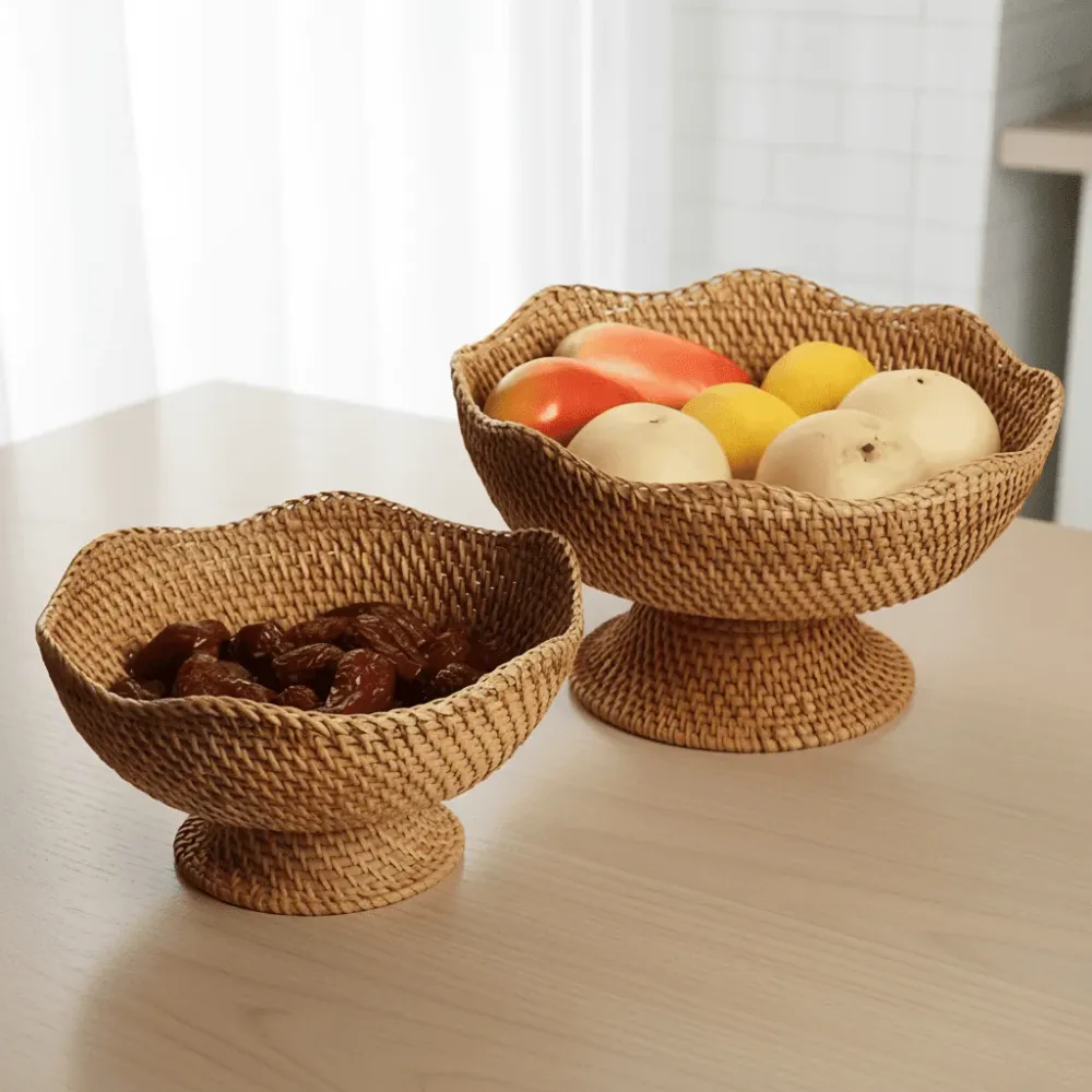 ORGANICBASK – Cesto per frutta rattan fatto mano con aspetto naturale Cozey Maison