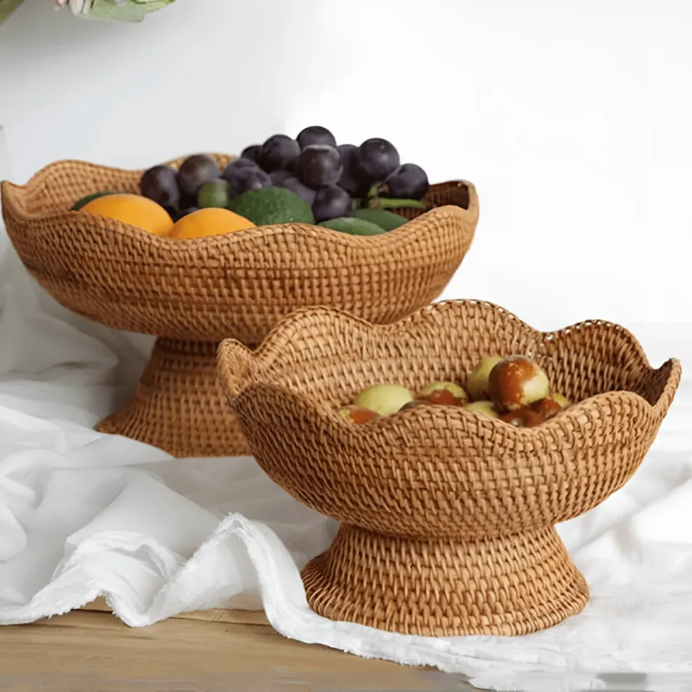 ORGANICBASK – Cesto per frutta rattan fatto mano con aspetto naturale Cozey Maison
