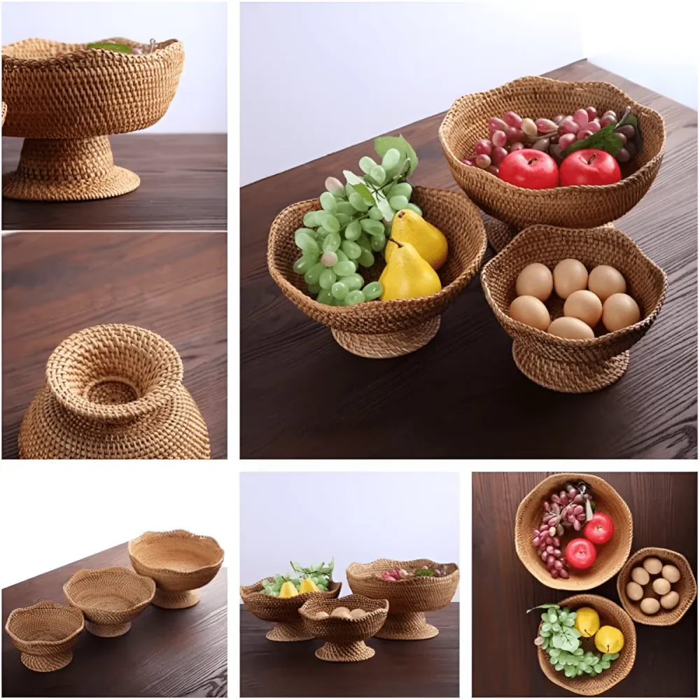 ORGANICBASK – Cesto per frutta rattan fatto mano con aspetto naturale Cozey Maison