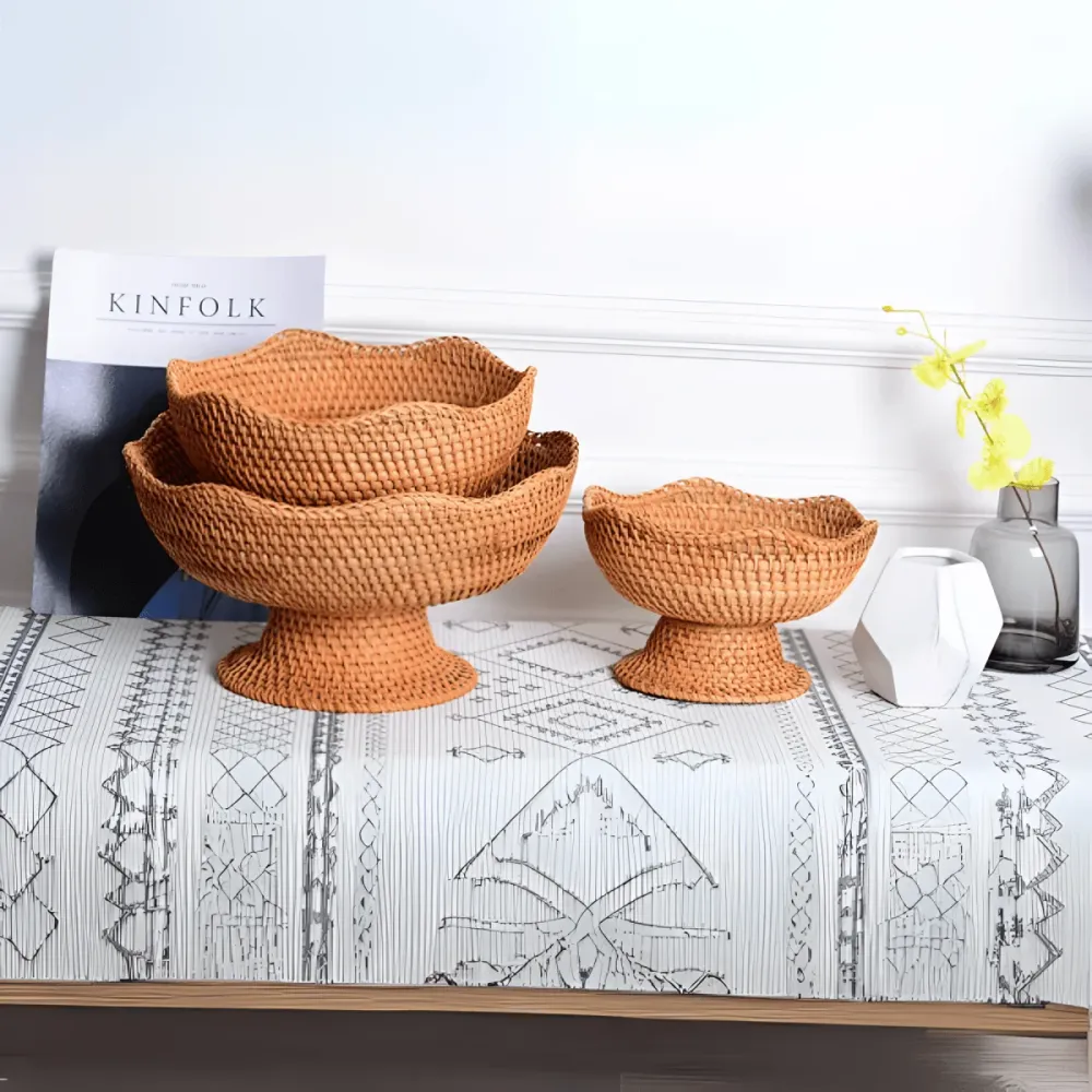 ORGANICBASK – Cesto per frutta rattan fatto mano con aspetto naturale Cozey Maison