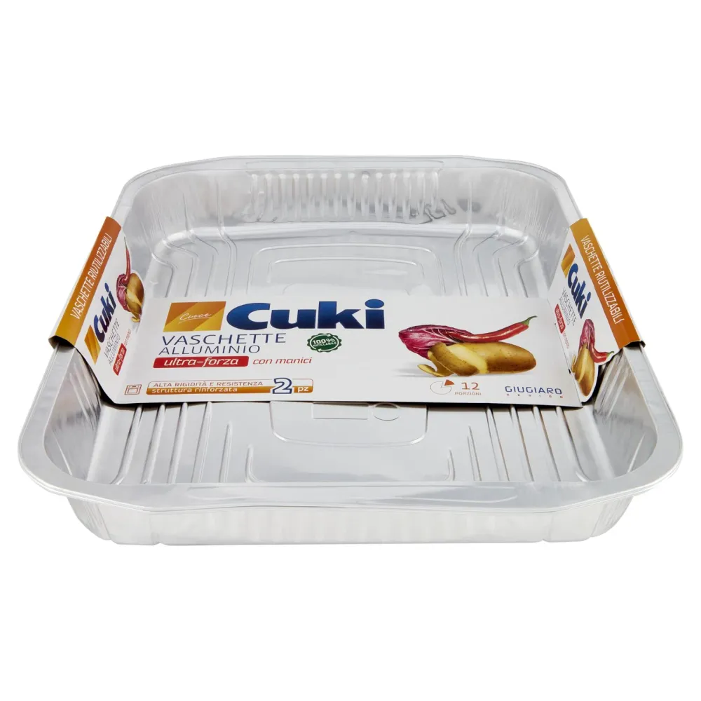Cuki Cuoce Vaschette Alluminio ultra-forza con manici 12 Porzioni 2 pz