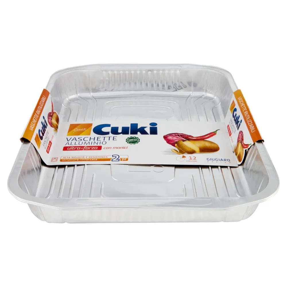 Cuki Cuoce Vaschette Alluminio ultra-forza con manici 12 Porzioni 2 pz