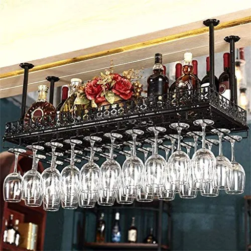 Portabicchieri di vino Portabicchieri metallo Scaffale per il soffitto di metallo, cinghiale bronzo nero Gardware per cali...