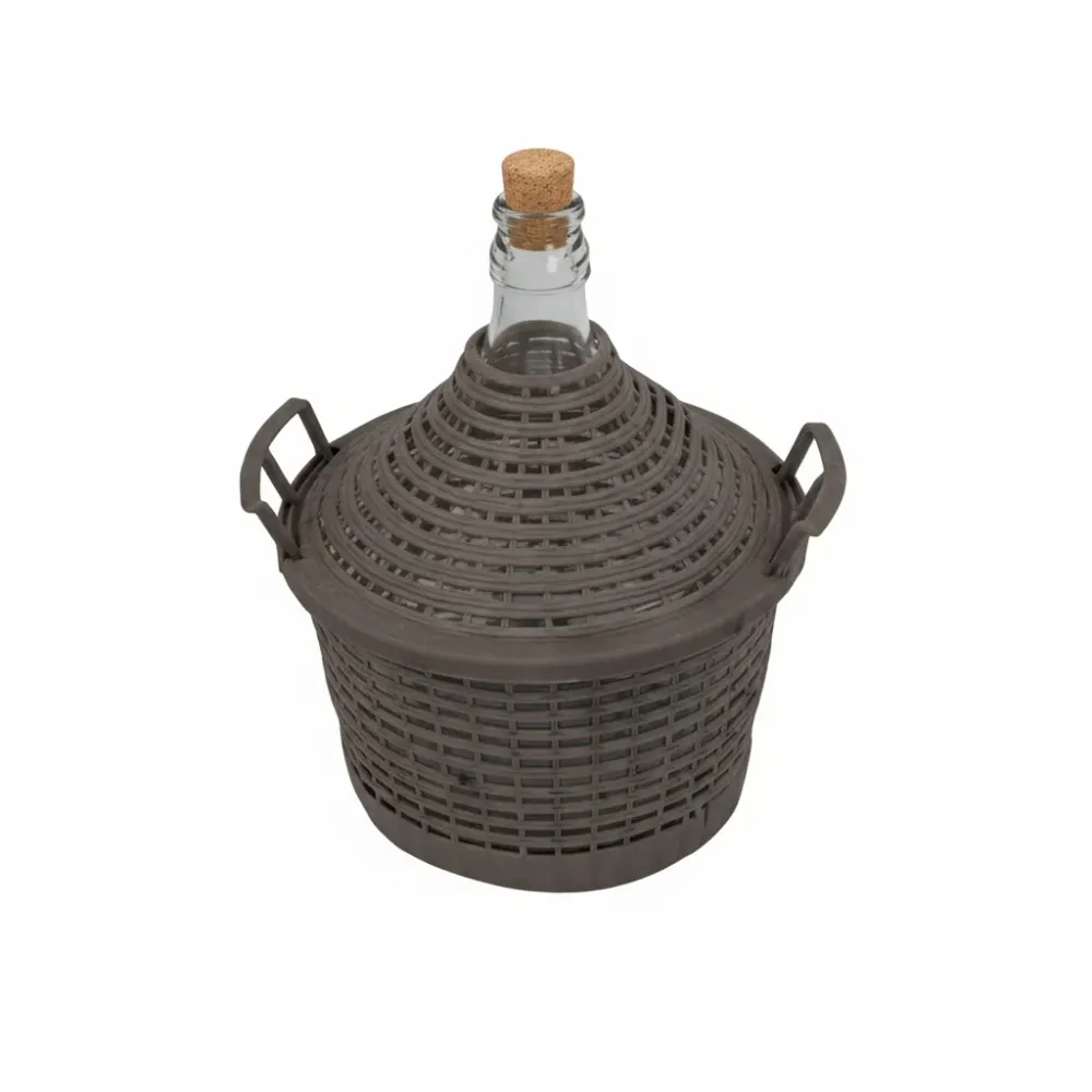 Damigiana Bocca Stretta Vetro Vestita Lt.34 Bocca Ø Mm.41