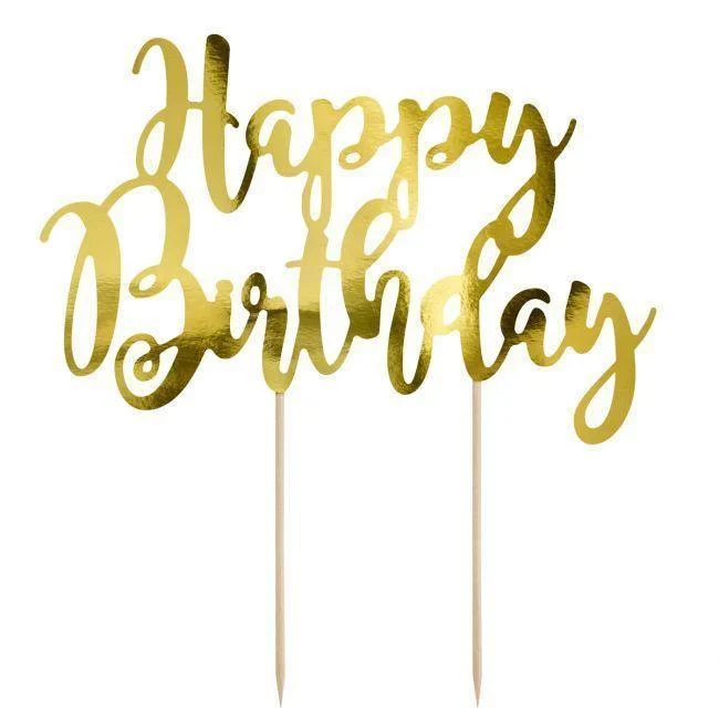 Decorazione per torta Buon Compleanno Oro