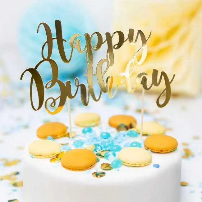 Decorazione per torta Buon Compleanno Oro