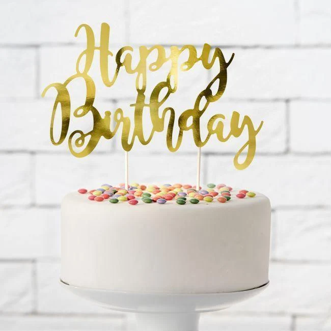 Decorazione per torta Buon Compleanno Oro
