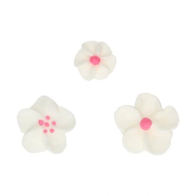 Decorazioni di zucchero - Fiori bianchi e rosa