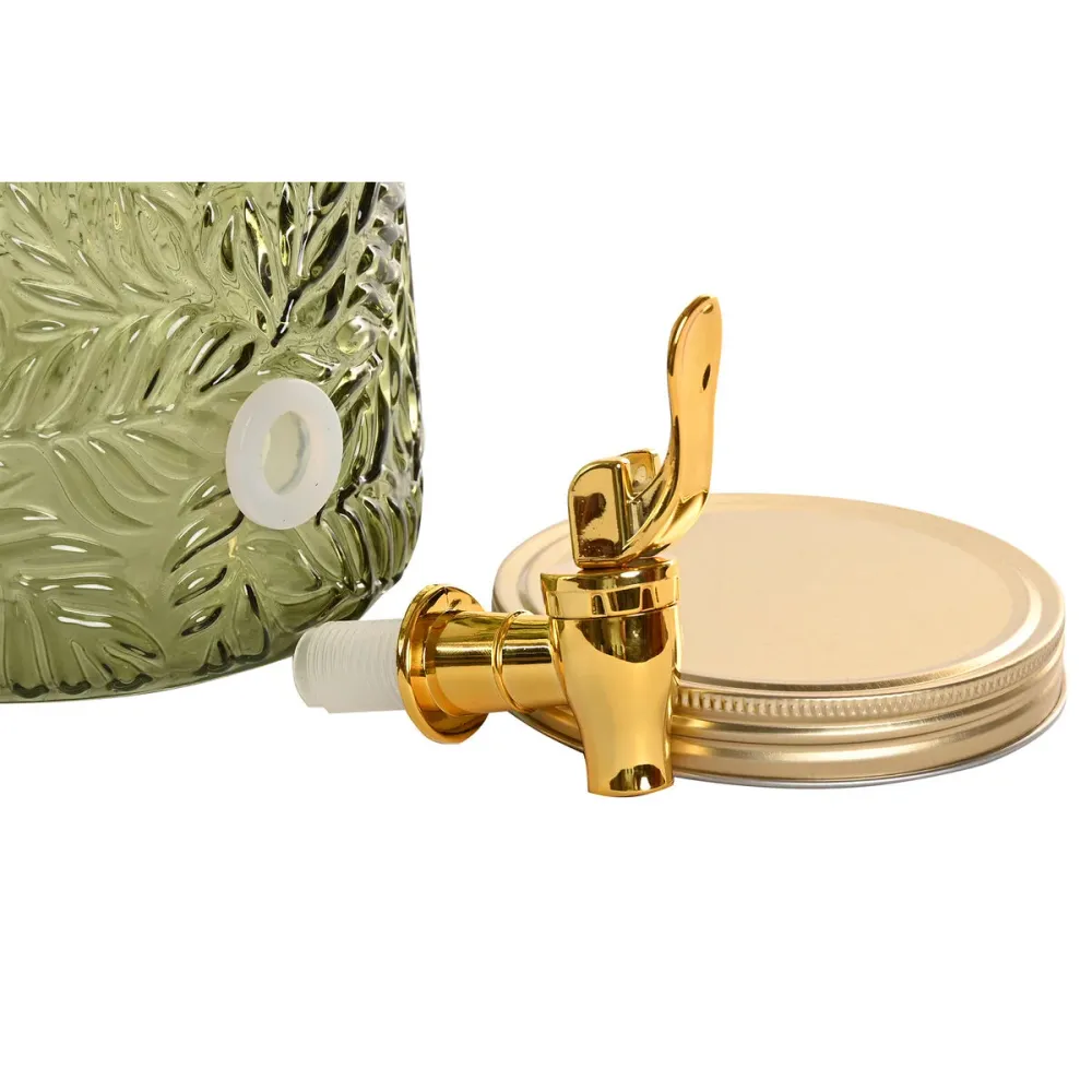 Dispenser di bevande Home ESPRIT Verde Dorato Metallo Cristallo polistirene 3,3 L 19,3 X 19,3 X 36 CM