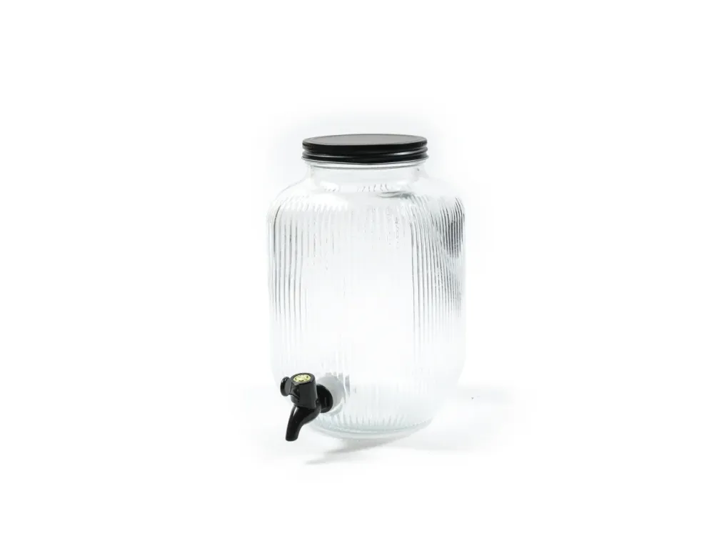 Dispenser con rubinetto 4 l vetro stile industrial 22x15x26 cm - Mercury