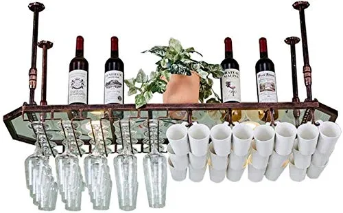 DJSMjbj Pannello Calice di Vetro Rack soffitto attaccatura del Supporto di Bottiglia del Vino Metallo Calice Bagagli unità...
