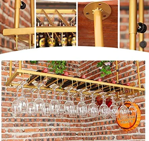 DKEE Portabottiglie Vintage Ferro Battuto Materiale Appeso Soffitto Portabottiglie Metallo Porta Bicchiere di Vino (Dimens...