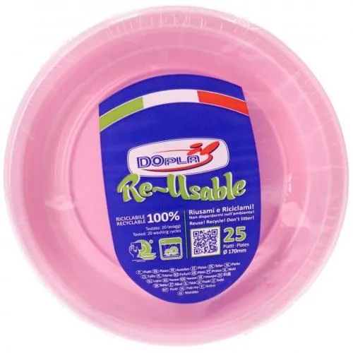 DOPLA PIATTINI FRUTTA E DESSERT RIUTILIZZABILI - ROSA 25pz