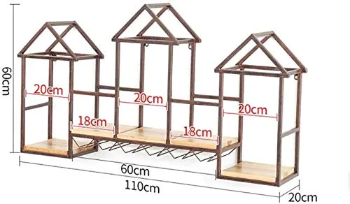 DZX Portabottiglie Legno massello Creativo Europeo Ferro battuto Parete Adatto per la casa, Soggiorno, Cucina (Colore: B),...