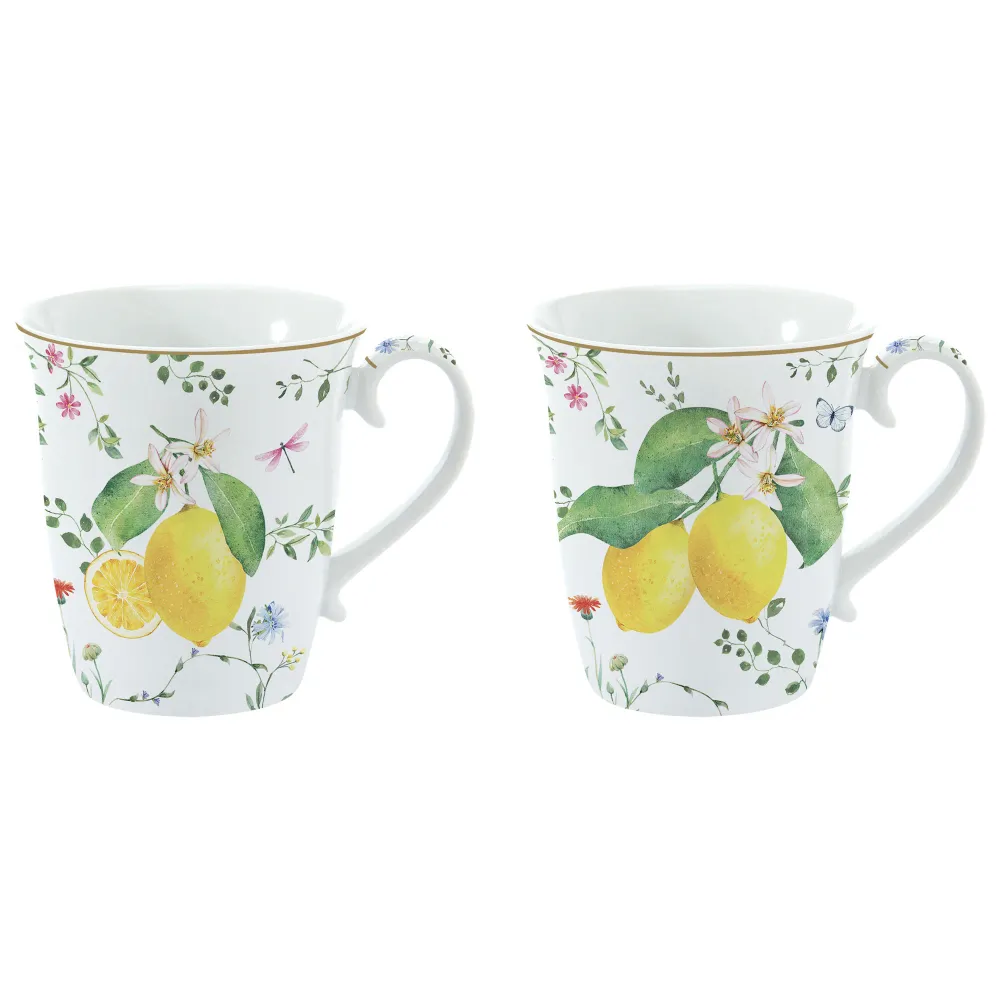 EASY LIFE Fleurs et Citrons Set 2 Tazze Mug 275ml Porcellana