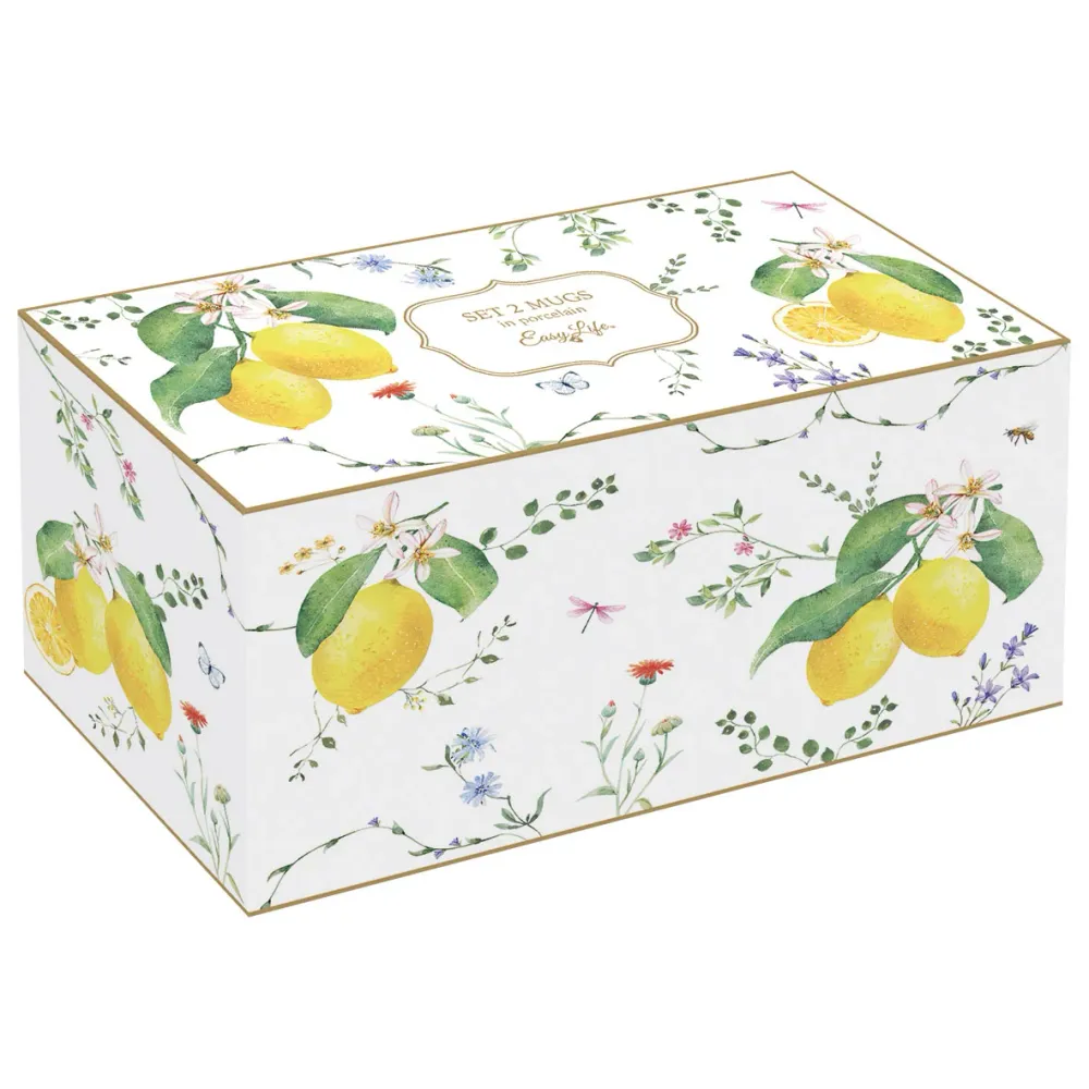 EASY LIFE Fleurs et Citrons Set 2 Tazze Mug 275ml Porcellana