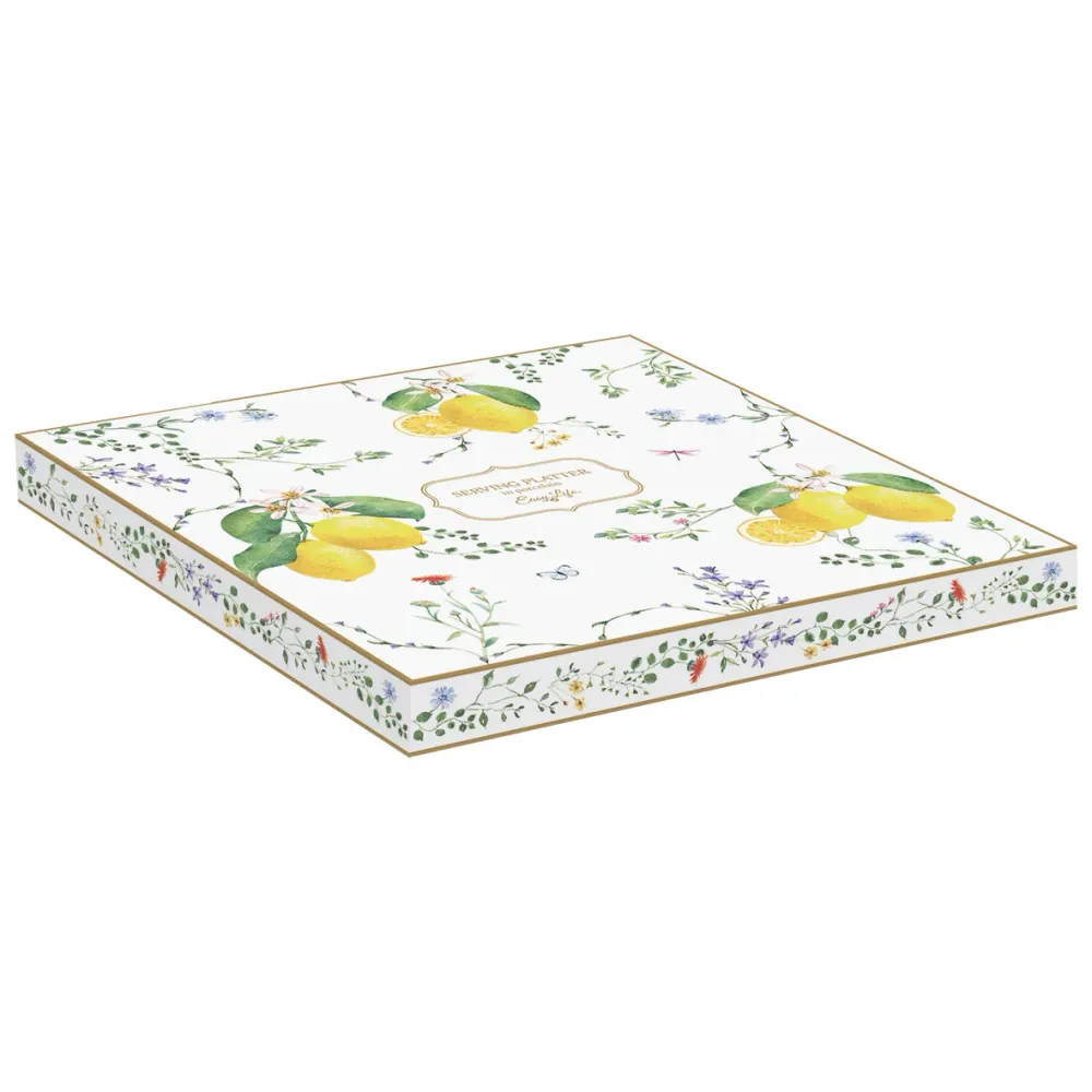 EASY LIFE Fleurs et Citrons Vassoio Limone 30x21,5cm Porcellana