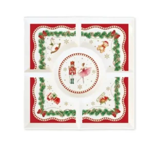 Easy LIfe Piatto aperitivo scomparti porcellana con gifr box MAGIE DE NOEL 25x25 cm