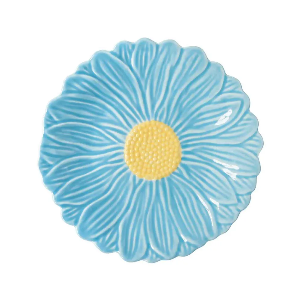 EASY LIFE Piatto Dessert Fiore Porcellana 21cm Daisy Azzurro