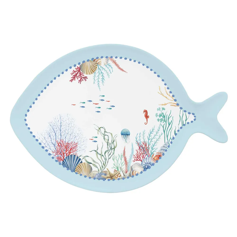 EASY LIFE Piatto Pesce Porcellana 31x21,5cm Sea Breeze