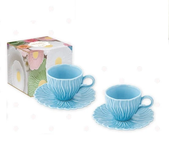 Easy Life Set due tazzine da caffè con piattino forma di fiore 80 ml Dasy