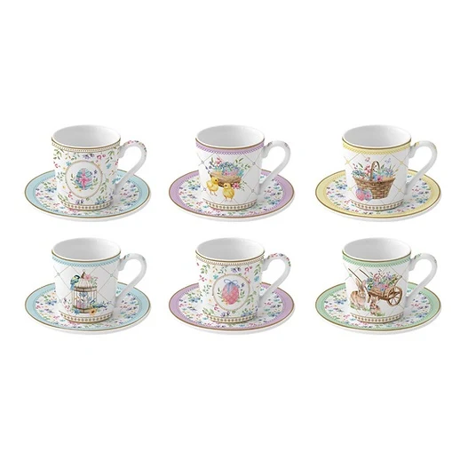 Easy Life Set sei tazzine da caffè con piattini gift box 100 mll Spring Bloom