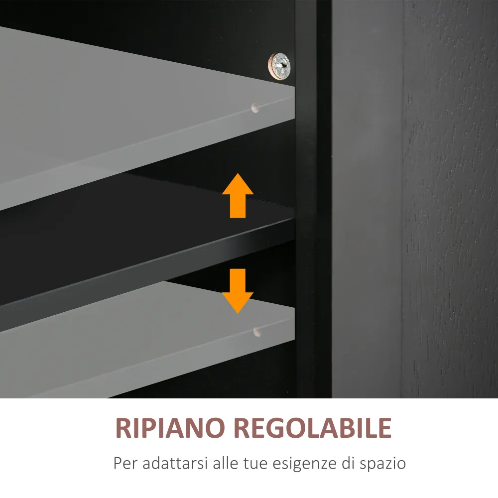 Easycomfort Carrello da Cucina Portavivande con Cassetti, Armadietti e Portaspezie, Legno e MDF, 111x44.5x82.5 cm, Nero