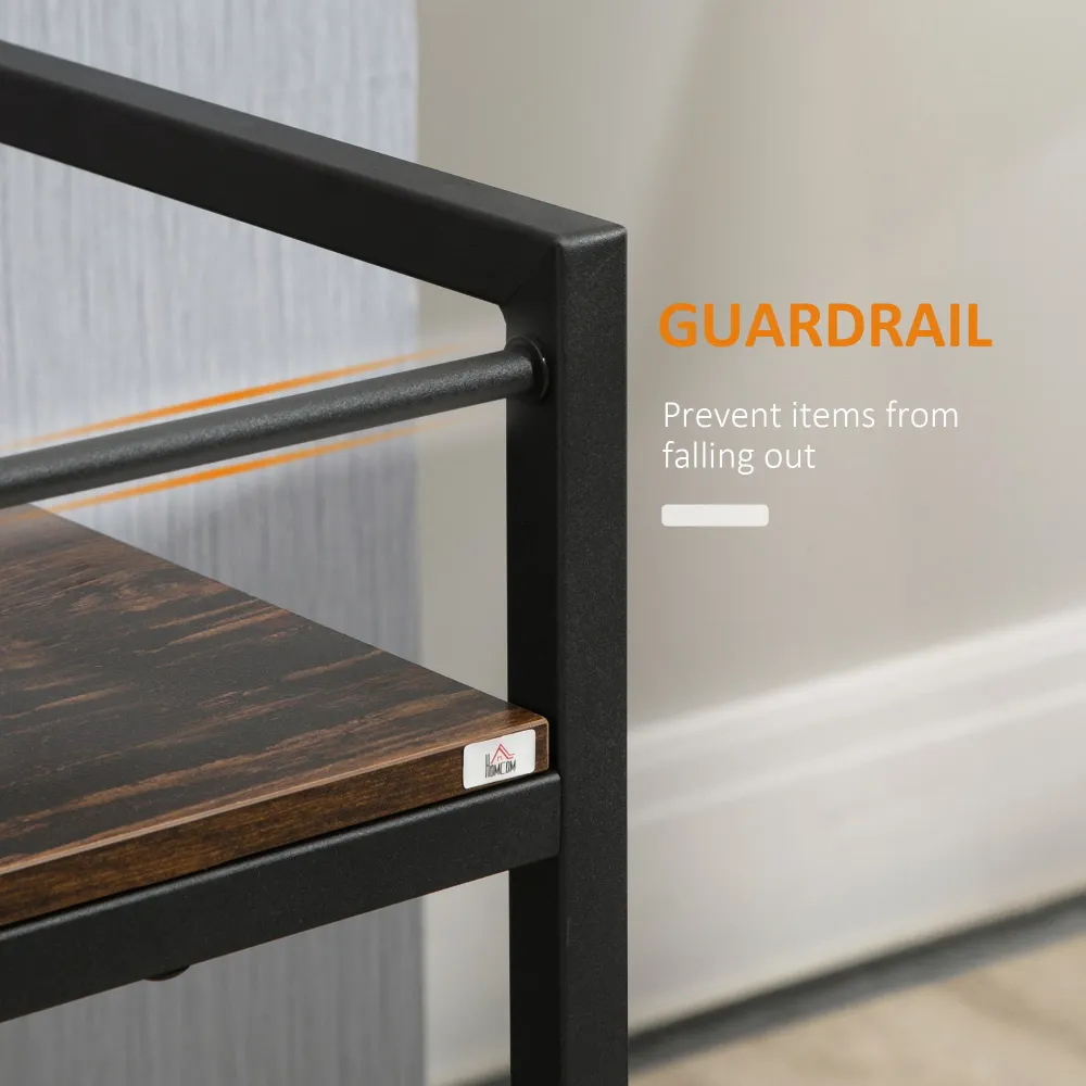 EASYCOMFORT Carrello da Cucina Portavivande con Ruote Girevoli Acciaio e Legno, 62x40x75cm