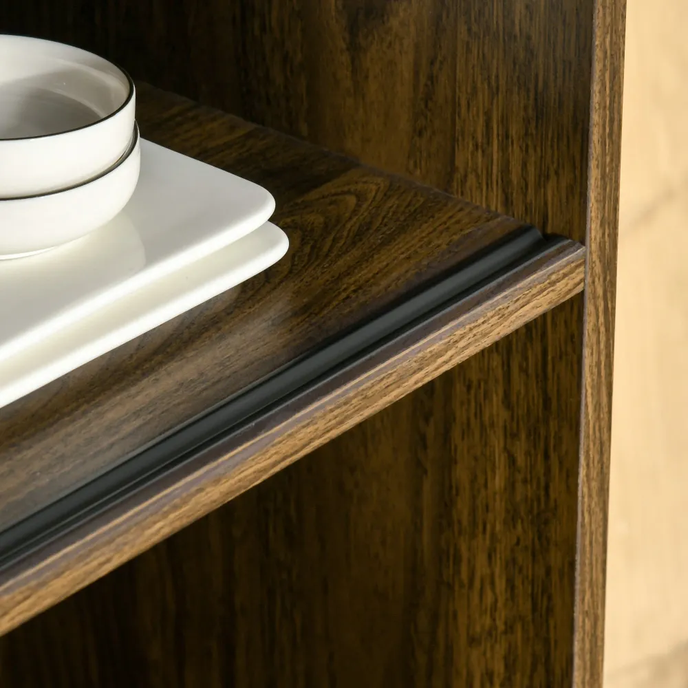 Easycomfort Credenza Moderna con 3 Cassetti e Armadietti, Mobile Dispensa per Cucina e Soggiorno Legno, 80x40x178cm, Noce