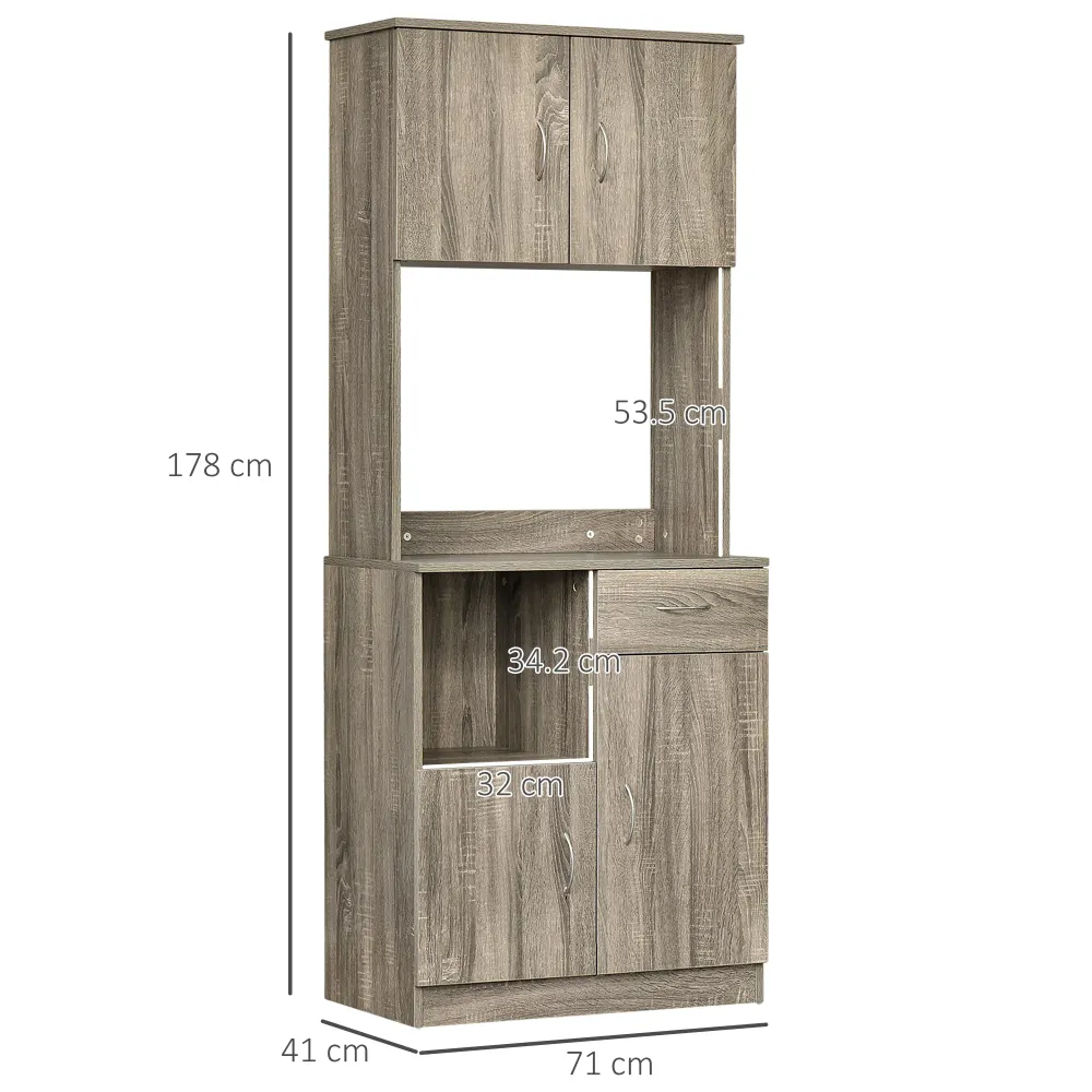 Easycomfort Credenza Moderna per Cucina o Sala da Pranzo, Mobile Buffet con Armadietti e Cassetti Legno, Grigio, 71x41x178cm