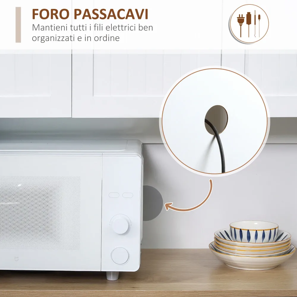 EasyComfort Mobile Dispensa Cucina Legno con Armadietti e Cassetto Stile Country, 101x39x180cm, Bianco