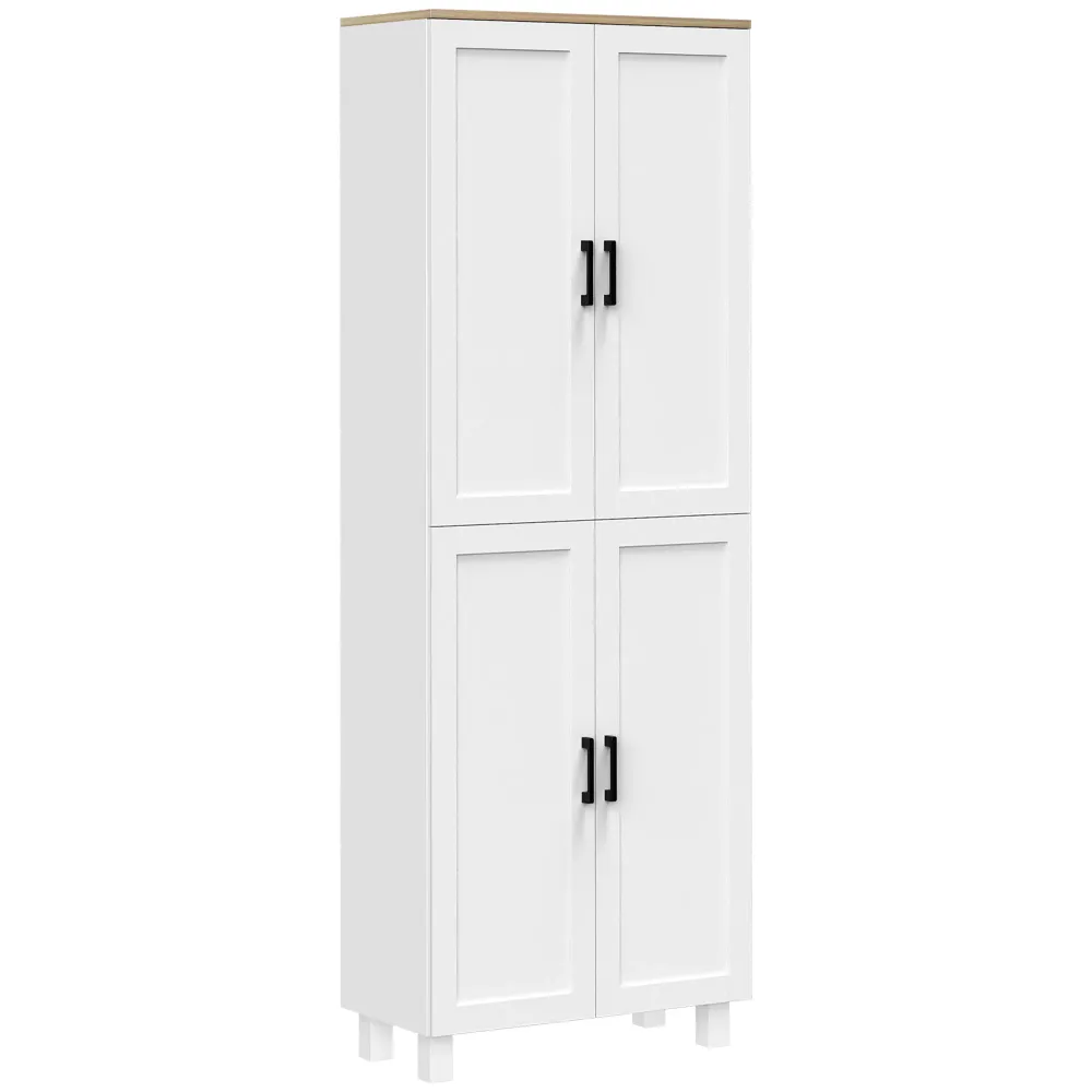 EasyComfort Mobile Dispensa da Cucina Legno con 5 Ripiani Regolabili e 4 Ante, 60x30x170.5 cm, Bianco e color Legno