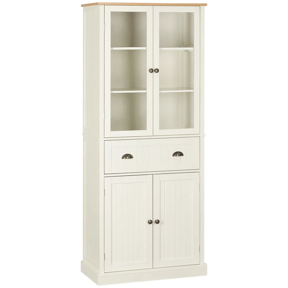 EasyComfort Mobile Dispensa 5 Livelli con Cassetto Centrale MDF e Truciolato, 76x40x182.5 cm, Bianco Crema