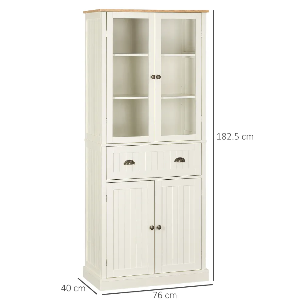 EasyComfort Mobile Dispensa 5 Livelli con Cassetto Centrale MDF e Truciolato, 76x40x182.5 cm, Bianco Crema