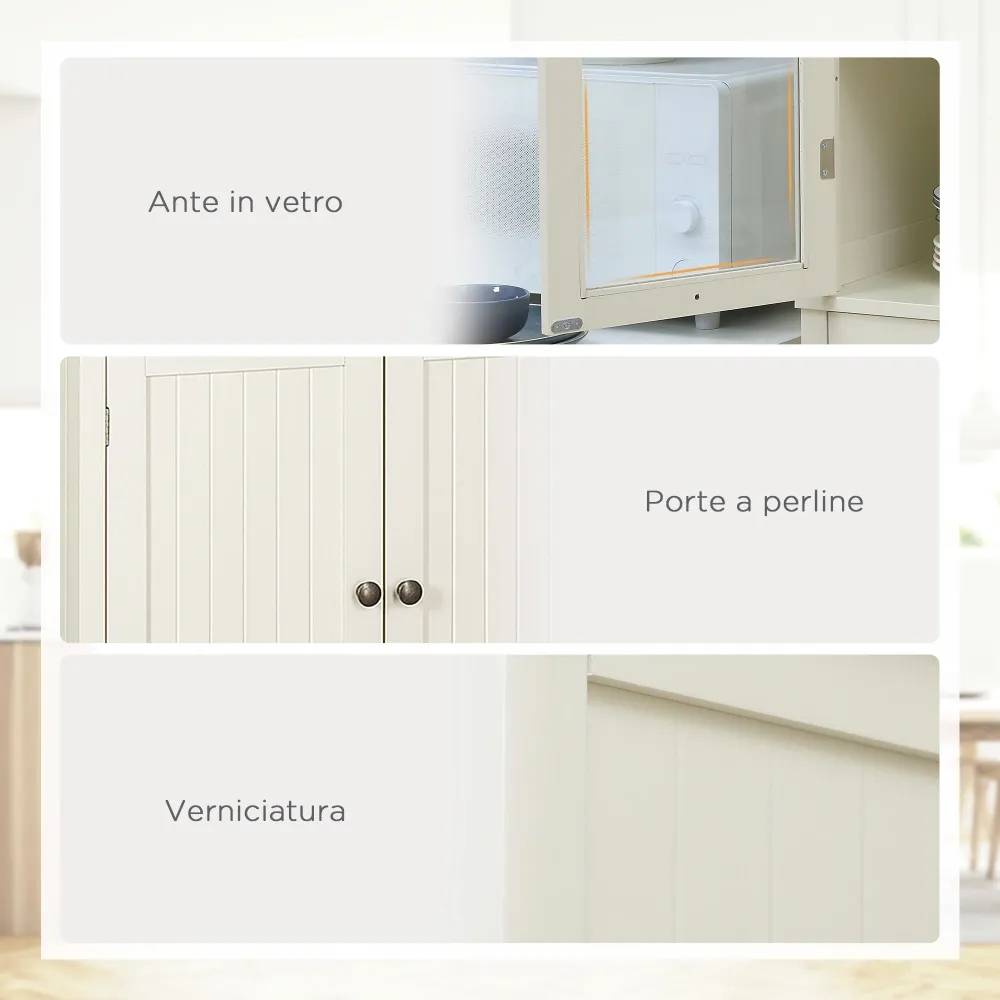 EasyComfort Mobile Dispensa 5 Livelli con Cassetto Centrale MDF e Truciolato, 76x40x182.5 cm, Bianco Crema