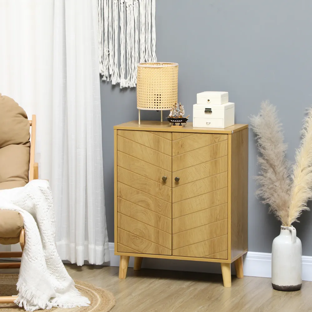 Easycomfort Mobile Multiuso Stile Vintage Legno con Due Ripiani interni, 60x30x76cm
