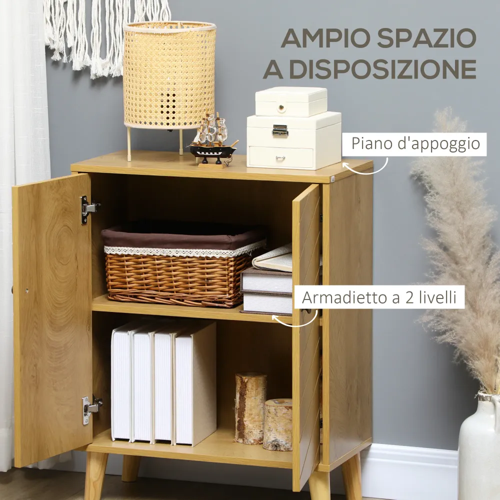 Easycomfort Mobile Multiuso Stile Vintage Legno con Due Ripiani interni, 60x30x76cm