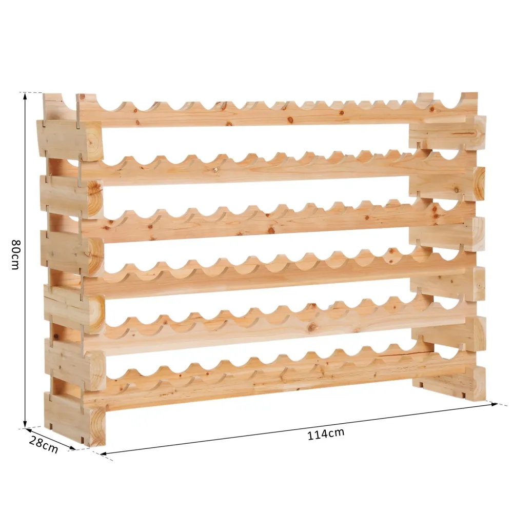 EasyComfort Scaffale Portabottiglie Legno di Pino, Cantinetta con 6 Ripiani, Max 72 Bottiglie (100 kg), 114 x 28 x 80 cm