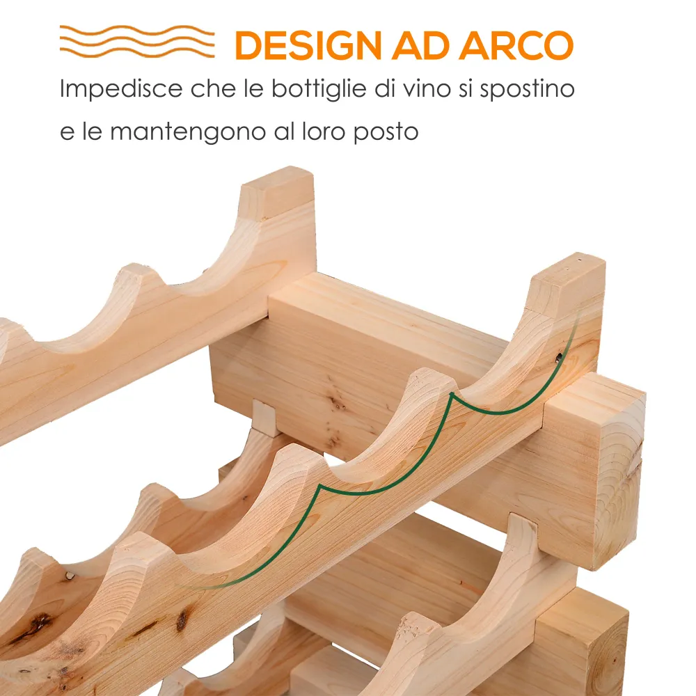 EasyComfort Scaffale Portabottiglie Legno di Pino, Cantinetta con 6 Ripiani, Max 72 Bottiglie (100 kg), 114 x 28 x 80 cm