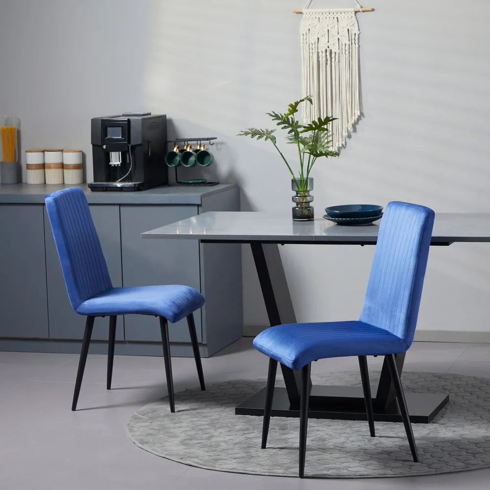 EASYCOMFORT Set 2 Sedie da Cucina Imbottite Tessuto Effetto Velluto con Design Salvaspazio, 43x58x90 cm
