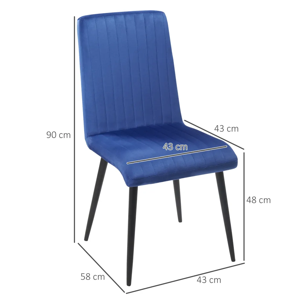 EASYCOMFORT Set 2 Sedie da Cucina Imbottite Tessuto Effetto Velluto con Design Salvaspazio, 43x58x90 cm