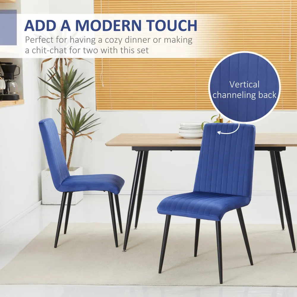 EASYCOMFORT Set 2 Sedie da Cucina Imbottite Tessuto Effetto Velluto con Design Salvaspazio, 43x58x90 cm