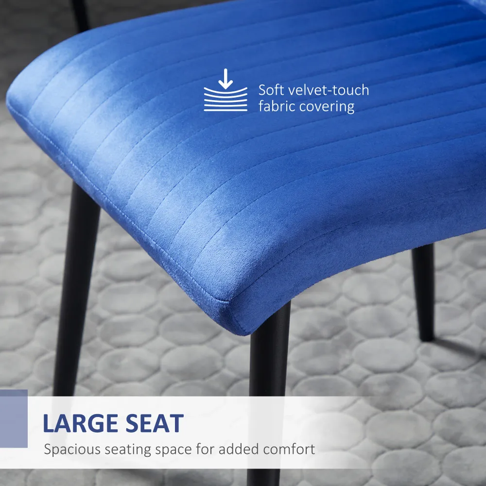 EASYCOMFORT Set 2 Sedie da Cucina Imbottite Tessuto Effetto Velluto con Design Salvaspazio, 43x58x90 cm