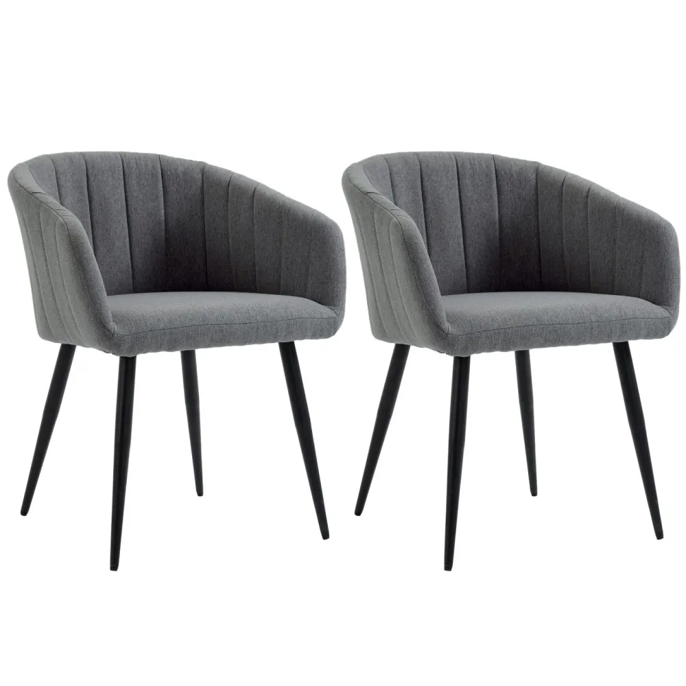 Easycomfort Set 2 Sedie Imbottite Moderne con Rivestimento Tessuto per Soggiorno e Salotto, Grigio Scuro